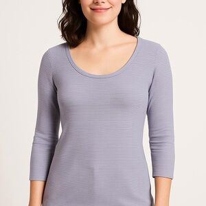 Brooks Brothers Lavender & White Ribbed Scoop Neck Top
